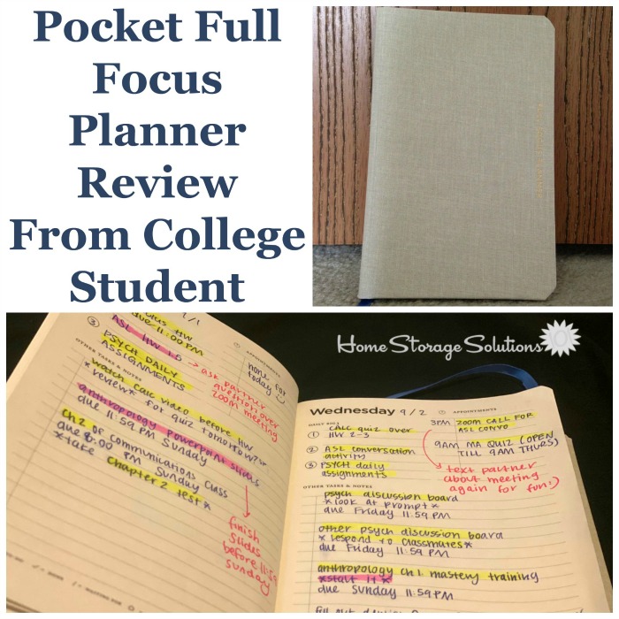 Here is my college daughter's review of the pocket version of the Full Focus Planner, as she works through her first semester of virtual college {on Home Storage Solutions 101} #FullFocusPlanner #StudentPlanner #Planner