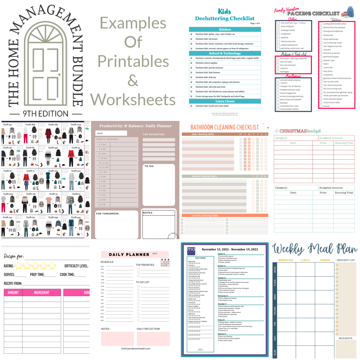 Beautiful Home Declutter and Clean Printable Bundle (90 Pages