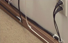 home office cord organization with command strips