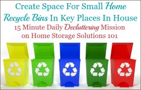 create space for small home recycle bins in key places in house