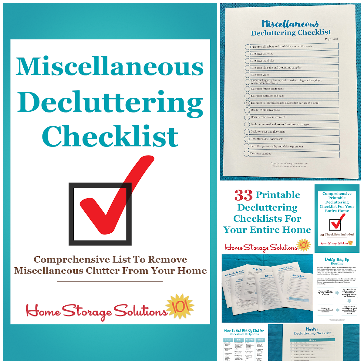 Get this miscellaneous decluttering checklist and 32 other decluttering checklists for your home {on Home Storage Solutions 101}