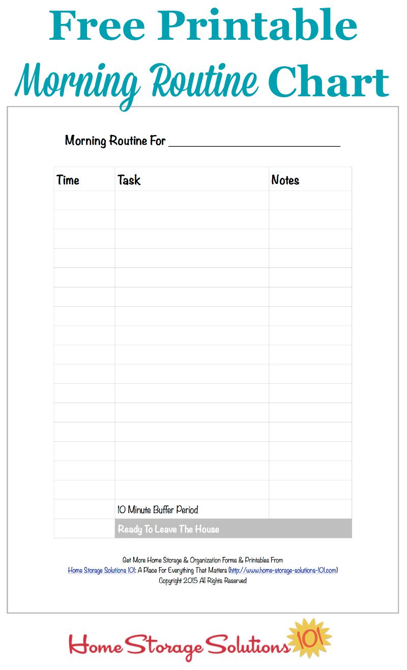 Printable Morning Routine Chart