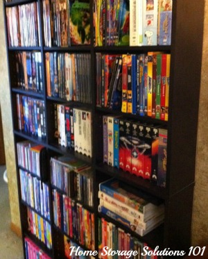 videos and DVDs on shelf