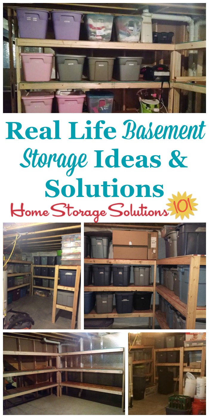 Real life basement storage ideas and solutions {featured on Home Storage Solutions 101} #BasementStorage #StorageSolutions #BasementOrganization