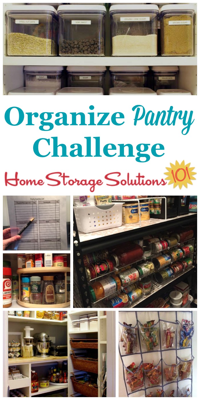 Here are step by step instructions for how to organize pantry or food cupboards in your home, including spices, canned good, and other non-refrigerated food {part of the 52 Week Organized Home Challenge on Home Storage Solutions 101} #PantryOrganization #OrganizedHome #OrganizingTips