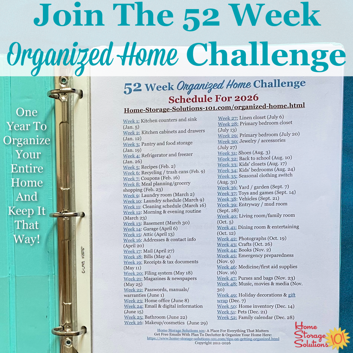 Join the 52 Week Organized Home Challenge Join the 52 Week Organized Home Challenge