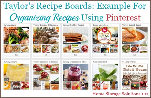 Here are tips and tricks for organizing recipes on Pinterest, so you can always find the recipes you're looking for on your boards {on Home Storage Solutions 101}