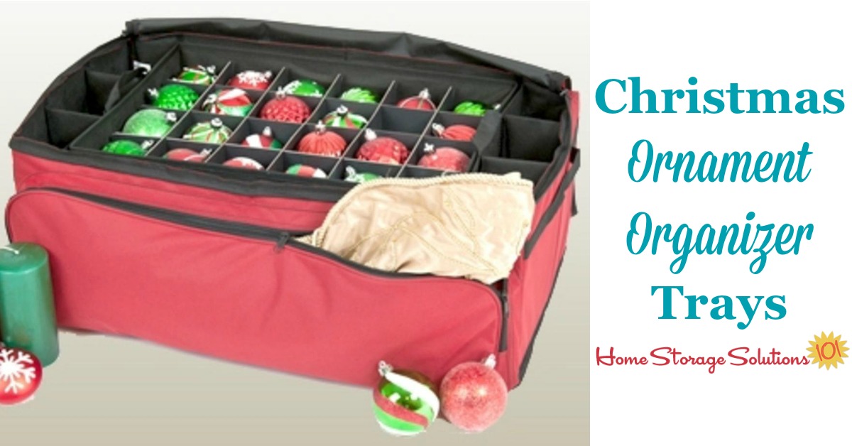 The Ornament Pro ornament organizer trays and container helps you store and keep safe smaller uniform size and shaped Christmas ornaments and other decorations for your tree, so they don't break and are preserved from year to year {featured on Home Storage Solutions 101}