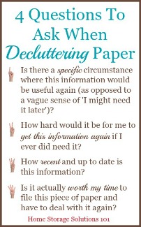 4 questions to ask when decluttering paper