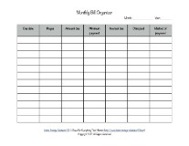 printable monthly bill organizer