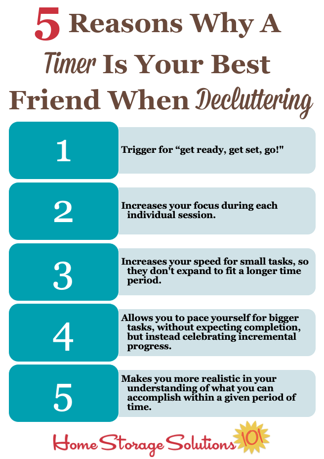 Here are 5 reasons why a timer is your best friend when decluttering {on Home Storage Solutions 101} #decluttering #timer
