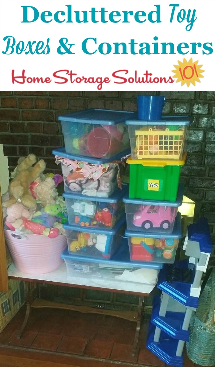 Decluttered toy boxes and containers {featured on Home Storage Solutions 101}