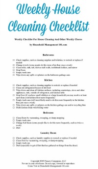 weekly house cleaning checklist