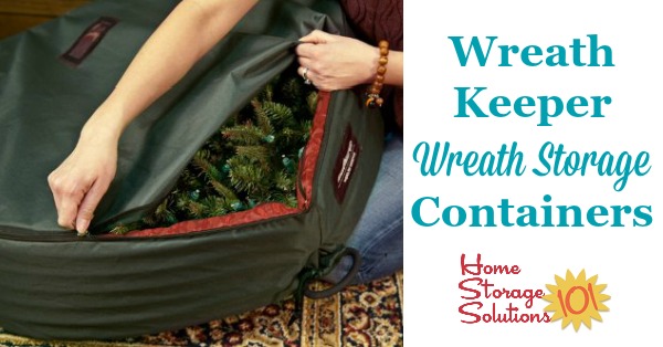 These WreathKeeper wreath storage containers are designed to keep your wreaths clean and unsmashed from season to season, and hang to keep the wreath from distorting while in storage {featured on Home Storage Solutions 101} #HolidayStorage #ChristmasStorage #WreathStorage