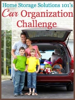 Step by step instructions for car organization so you don't have to be embarrassed to drive anyone around. Includes special tips for organizing your car with kids too! {part of the 52 Week Organized Home Challenge on Home Storage Solutions 101}