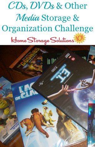 CD and DVD storage and organization challenge, part of the 52 Week Organized Home Challenge on Home Storage Solutions 101. This week we're decluttering and organizing CDs, DVDs, and other media, for both kids and adults. #OrganizingTips #HomeOrganization #OrganizedHome