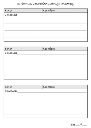 Free printable Christmas decoration storage inventory form {courtesy of Home Storage Solutions 101}