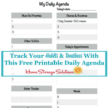 Track your habits and routines with this free printable daily agenda