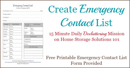 free printable emergency contact