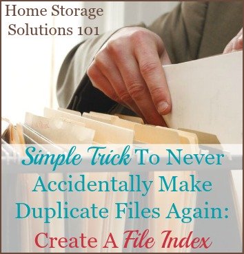 How to create a file index and never accidentally make duplicate files again {on Home Storage Solutions 101} #FileIndex #HomeFilingSystem #OrganizeFiles