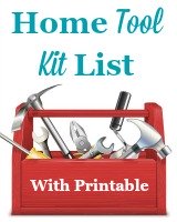 Home tool kit list, with free printable