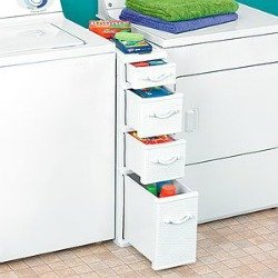 laundry storage drawers, between washer
