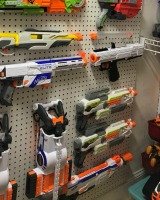 nerf storage on pegboard