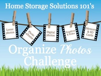 How to organize photos, including loose photos, photo albums, digital photos, negatives, and more in this week's 52 Weeks to an Organized Home Challenge {on Home Storage Solutions 101} #OrganizePhotos #OrganizePhotographs #PhotoOrganization