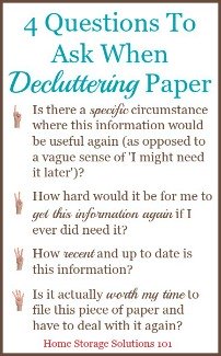 4 questions to ask when decluttering paper