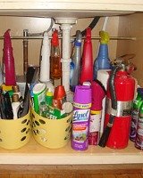 under kitchen sink cabinet organization