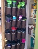 water bottle storage using an over the door shoe organizer