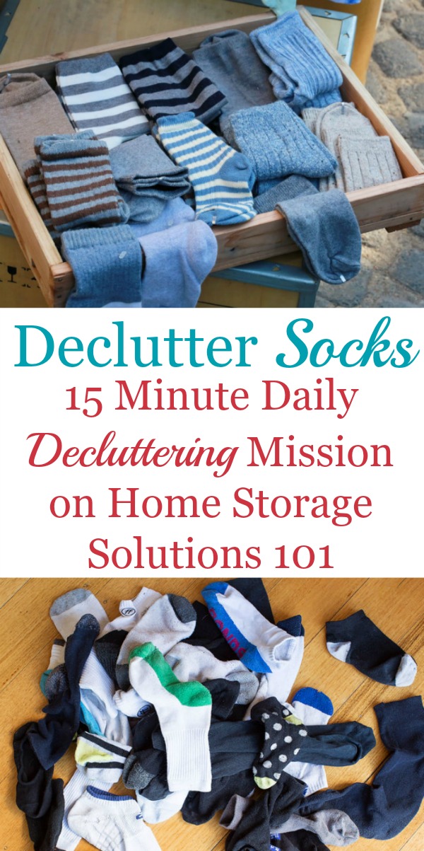 How to declutter socks from your sock drawer or wherever you keep your socks {one of the #Declutter365 missions on Home Storage Solutions 101}