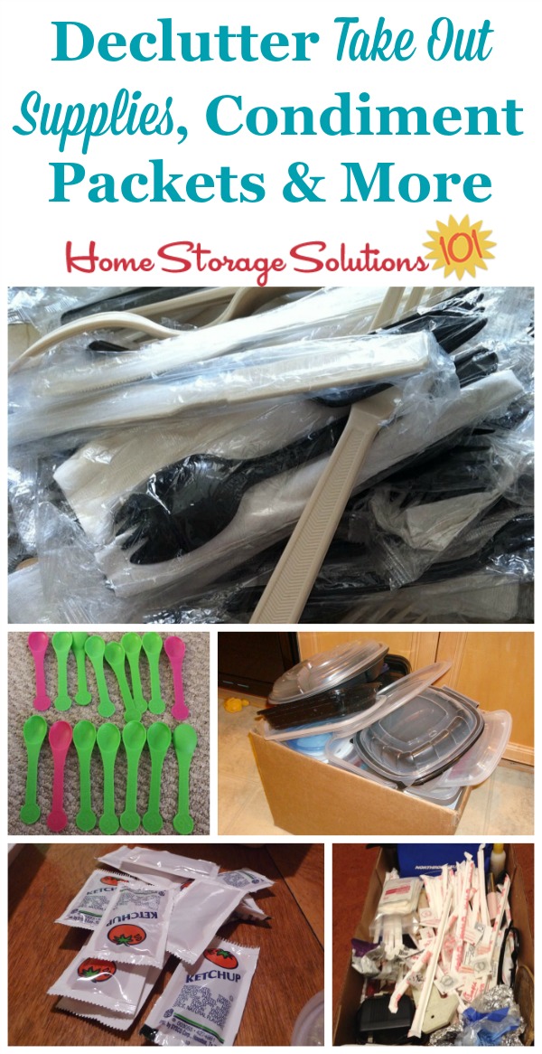How to declutter take out supplies, condiment packets, plastic silverware and more {#Declutter365 mission on Home Storage Solutions 101}