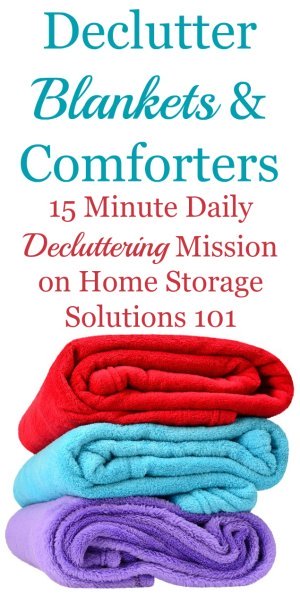 How to declutter blankets, comforters and throws, including guidance on how many blankets to keep, and what to do with the ones you get rid of {a #Declutter365 mission on Home Storage Solutions 101} #DeclutterBlankets #Declutter