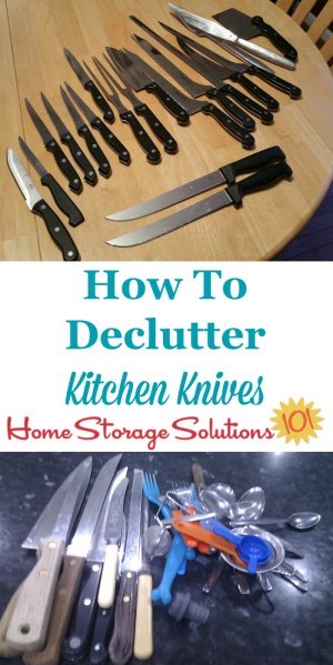 How to declutter kitchen knives, as well as other utensils and kitchen gadgets {a #Declutter365 mission on Home Storage Solutions 101}