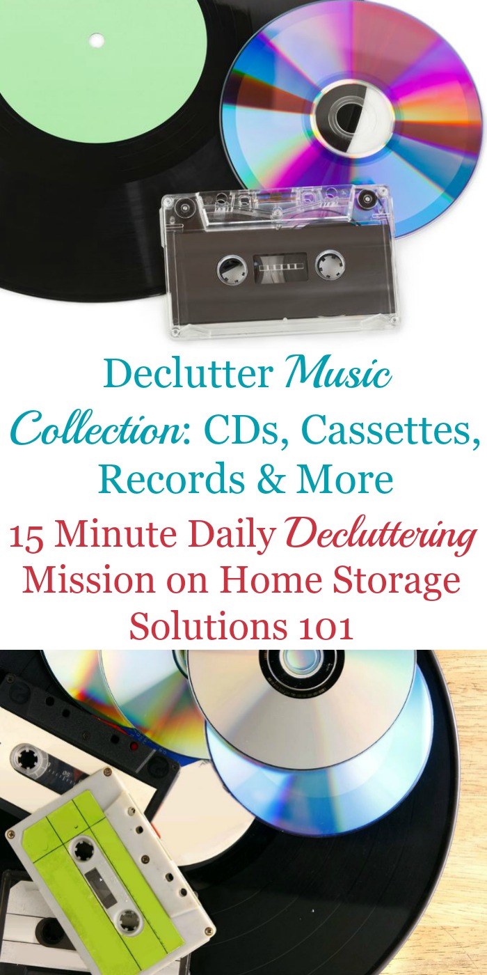 How to #declutter your music collection, including CDs, tapes, records, digital music and more {part of the #Declutter365 missions on Home Storage Solutions 101} #decluttering