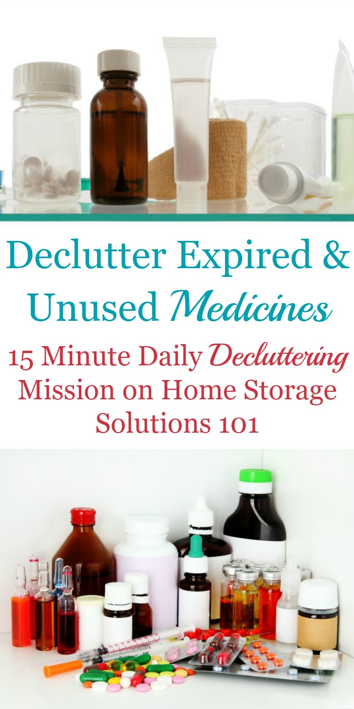 How to #declutter expired medicines and first aid supplies from your home, including photos from other readers who've already done this task {one of the #Declutter365 missions on Home Storage Solutions 101} #Decluttering