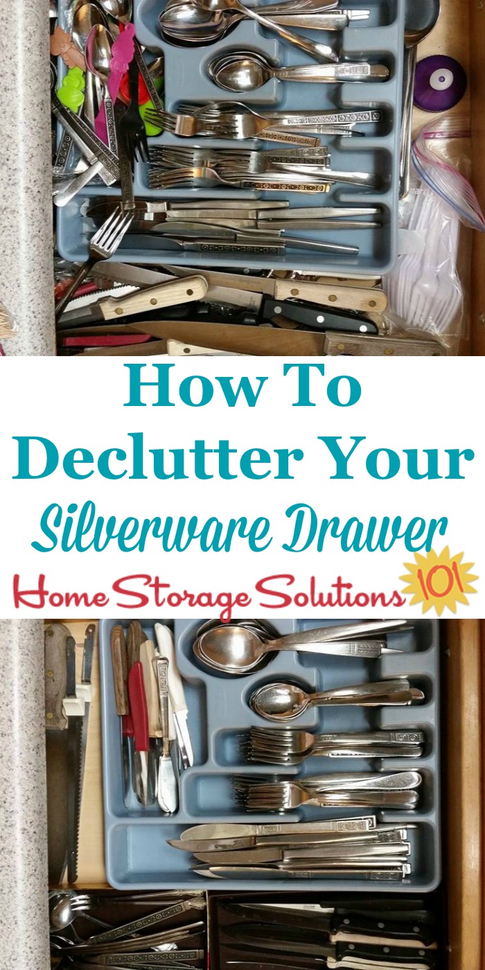 How to #declutter your silverware drawer so that it is easy to keep organized from now on {#Declutter365 mission on Home Storage Solutions 101} #KitchenOrganization
