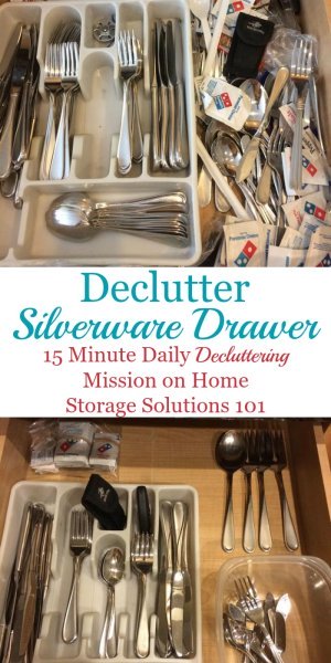 How to #declutter and then organize your silverware drawer {a #Declutter365 mission on Home Storage Solutions 101} #KitchenOrganization