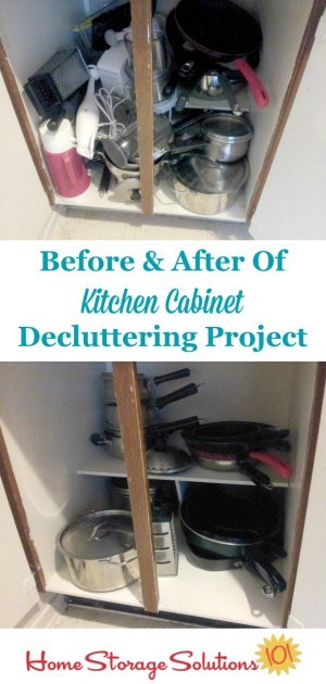 Before and after of decluttered kitchen cabinets, from a participant in the #Declutter365 missions on Home Storage Solutions 101 Before and after of decluttered kitchen cabinets, from a participant in the #Declutter365 missions on Home Storage Solutions 101