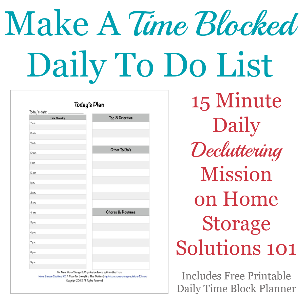 Printable Daily Time Block Planner