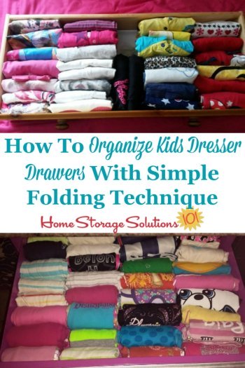 How to organize kids dresser drawers with a simple folding technique for shirts {on Home Storage Solutions 101} #FoldTshirts #HowToFold #ClothesOrganization