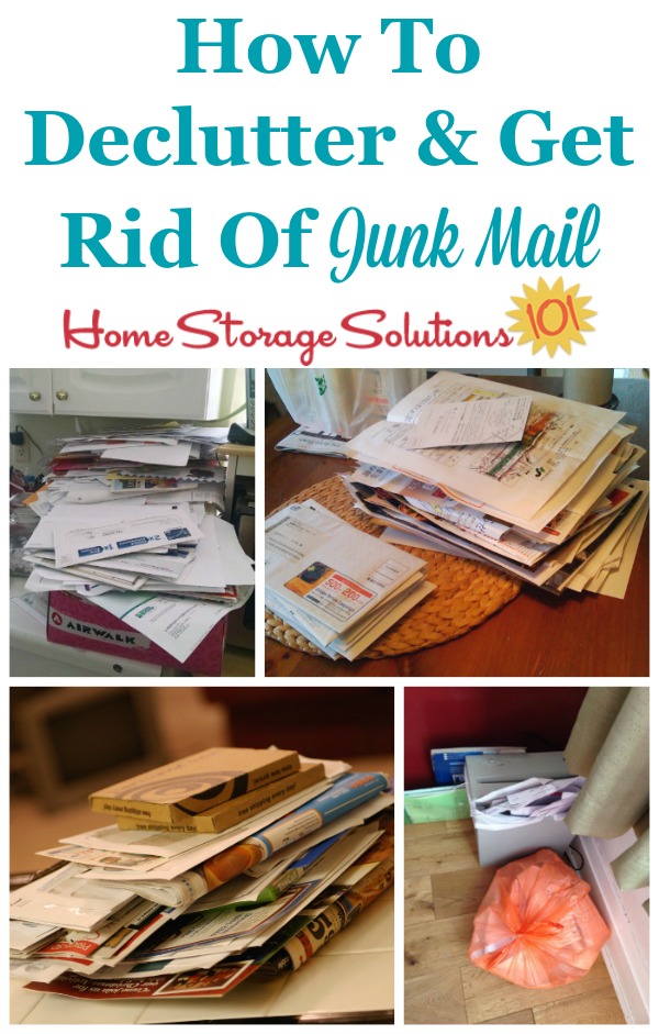How to declutter and get rid of junk mail from your home, including both the accumulated piles, and then how to keep it from re-accumulating in the future {on Home Storage Solutions 101}