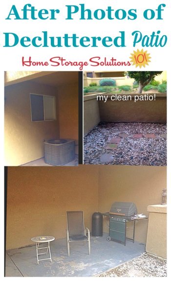 After photos when a reader, Marlo, cleaned and decluttered her patio as part of the #Declutter365 missions on Home Storage Solutions 101