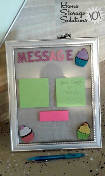 Home message center shown by a reader, Maureen {featured on Home Storage Solutions 101}