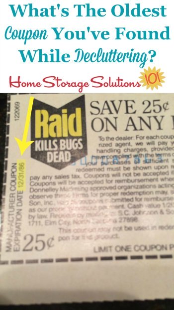 When #decluttering expired coupons you may come across some very old ones, like this participant of the #Declutter365 missions did! {on Home Storage Solutions 101} #Couponing