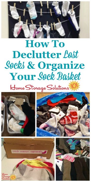 How to declutter lost socks and organize your sock basket and keep it from overflowing {on Home Storage Solutions 101} #LaundryTips #LaundryOrganization #LaundryRoomOrganization