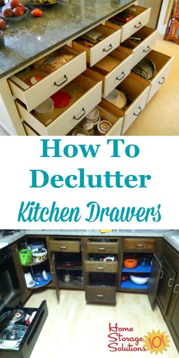How to #declutter kitchen drawers without making a bigger mess, with step by step instructions {one of the #Declutter365 missions on Home Storage Solutions 101} #Decluttering