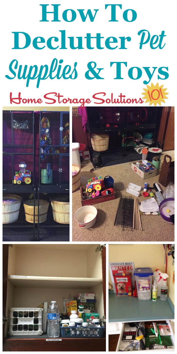 How to #declutter pet supplies and toys from your home, with instructions plus photos from readers who've already done this #Declutter365 mission {on Home Storage Solutions 101} #decluttering
