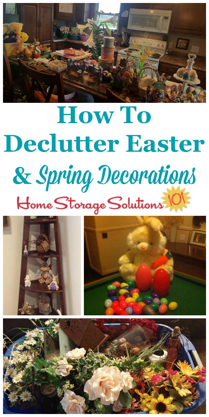 How to declutter Easter and spring decorations from your home, and organize what remains {a #Declutter365 mission on Home Storage Solutions 101}
